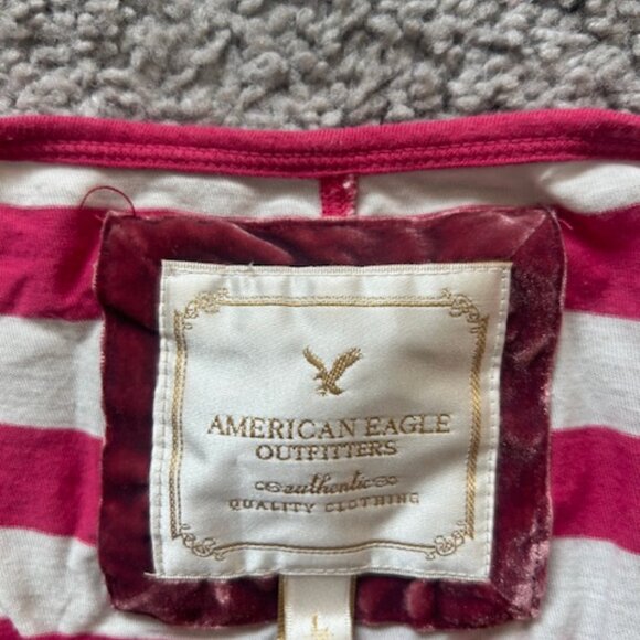 American Eagle Women's Striped Long Sleeve Shirt - Picture 2 of 4